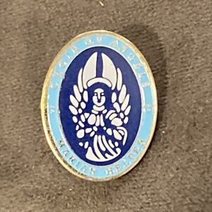 Choir of Angels Blue Enamel Gold Tone ~ 1 inch Pin Marian Helper Christian Mary